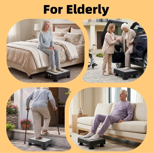 Alt view image 6 of 7 - Adjustable Step Stool for Adults, Toddler Step Stools, 700 LBS Capacity Non-Slip Safety Step Platform for Elderly and Kids, Portable Stair Assist for Cars, Bedside, Kitchen, and Shower, White