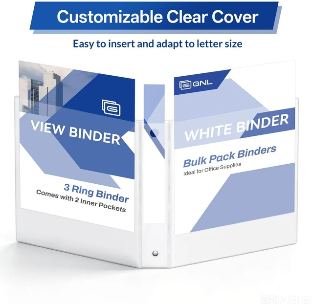 Alt view image 5 of 7 - 3 Ring Binders 1 Inch Economy 12 Packs White, 1" Three Ring (Fits 175 Sheets of 8.5x11 Paper) Clear View PVC-Free & Non-Stick for School or Office Supplies