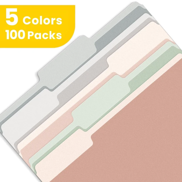 Alt view image 2 of 6 - File Folders Letter Size Pastel Colors, 100 Pack Manilla Folders 8.5 x 11 1/3-Cut Tabs, Colored File Folders Office Home School for Documents Files Paper