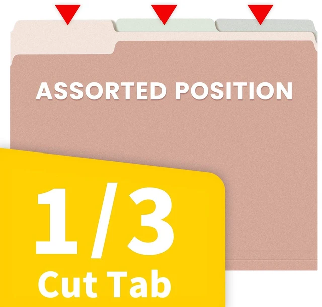 Alt view image 4 of 6 - File Folders Letter Size Pastel Colors, 100 Pack Manilla Folders 8.5 x 11 1/3-Cut Tabs, Colored File Folders Office Home School for Documents Files Paper