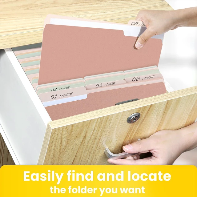 Alt view image 5 of 6 - File Folders Letter Size Pastel Colors, 100 Pack Manilla Folders 8.5 x 11 1/3-Cut Tabs, Colored File Folders Office Home School for Documents Files Paper
