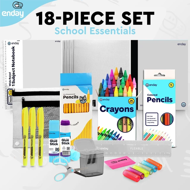 Alt view image 4 of 7 - Back to School Supplies for Kids, School Supply Box Grades K-5 (Grey, 1 Kit) Premium Quality Kids School Supplies Kit, Kindergarten School Supplies for Girls and Boys, 78 Piece Set