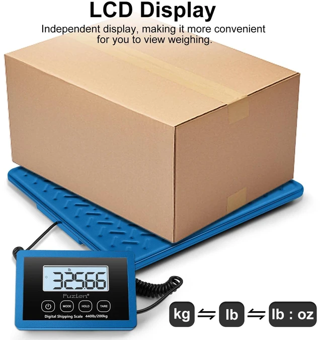 Alt view image 4 of 7 - Shipping Scale, 440LB x 10g Postal Scale, Hold & Tare Function Durable Alloy Steel Platform, Heavy Duty Scale for Packages, Luggage, Large Floor Scale Battery and AC Adapter Included