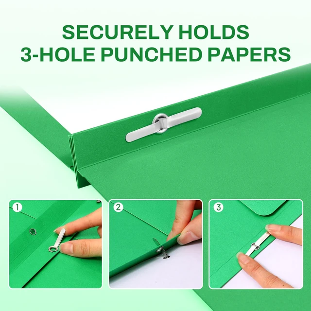 Alt view image 3 of 7 - 2 Pocket Folders with Prongs (25 Pack, Green), Paper Folders with 2 Pockets and 3 Prongs Fit Letter Size Paper, Folders with Prongs for School Office Home Business