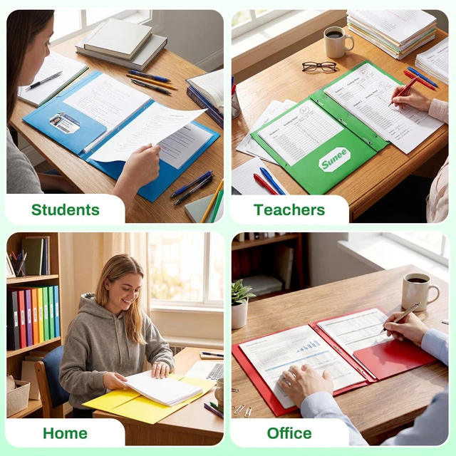 Alt view image 6 of 7 - 2 Pocket Folders with Prongs (25 Pack, Green), Paper Folders with 2 Pockets and 3 Prongs Fit Letter Size Paper, Folders with Prongs for School Office Home Business
