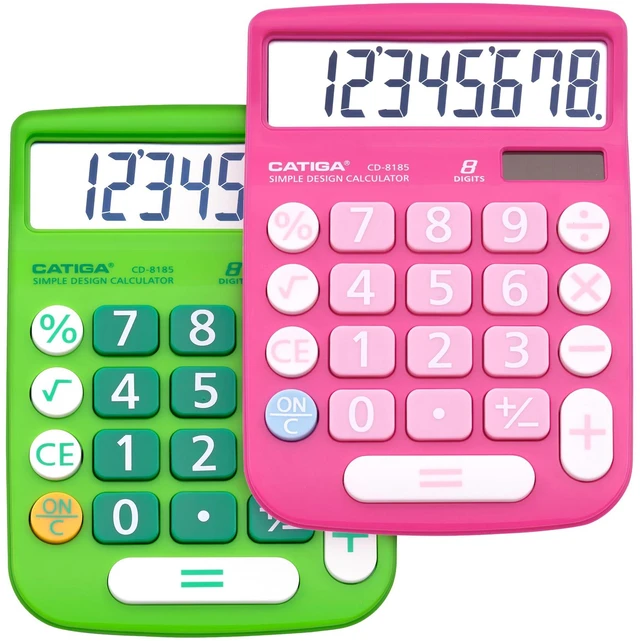 Main image of Desktop Calculator 8 Digit with Solar Power and Easy to Read LCD Display, Big Buttons, for Home, Office, School, Class and Business, 4 Function Small Basic Calculators for Desk, CD-8185
