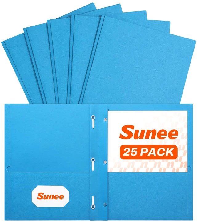 Main image of 2 Pocket Folders with Prongs (25 Pack, Blue), Paper Folders with 2 Pockets and 3 Prongs Fit Letter Size Paper, Folders with Prongs for School Office Home Business