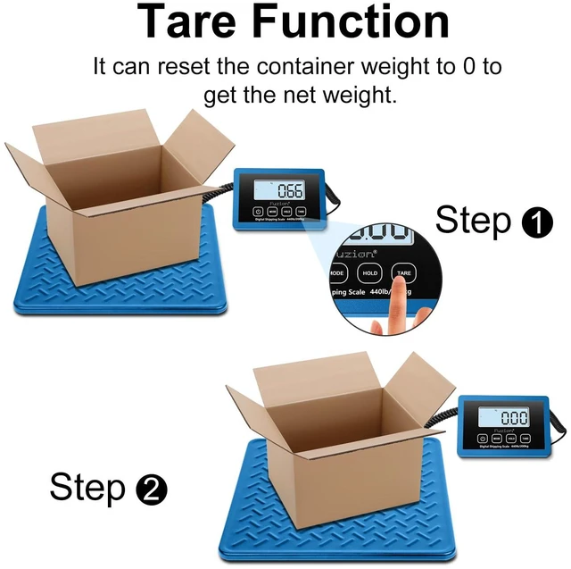 Alt view image 7 of 7 - Shipping Scale, 440LB x 10g Postal Scale, Hold & Tare Function Durable Alloy Steel Platform, Heavy Duty Scale for Packages, Luggage, Large Floor Scale Battery and AC Adapter Included