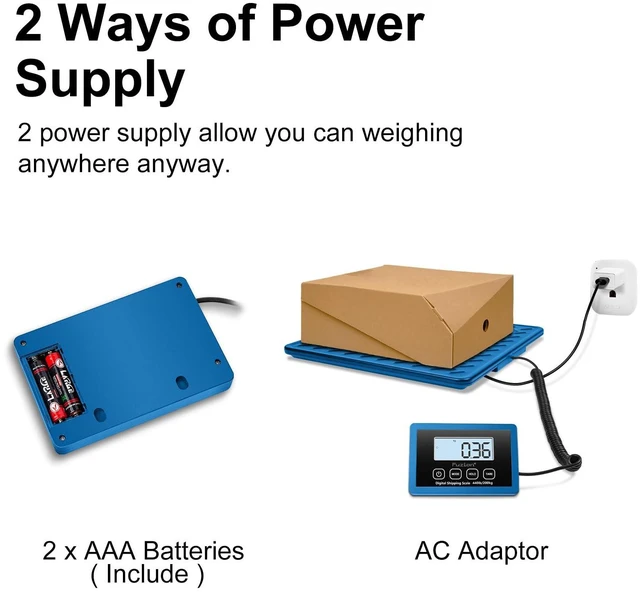 Alt view image 5 of 7 - Shipping Scale, 440LB x 10g Postal Scale, Hold & Tare Function Durable Alloy Steel Platform, Heavy Duty Scale for Packages, Luggage, Large Floor Scale Battery and AC Adapter Included