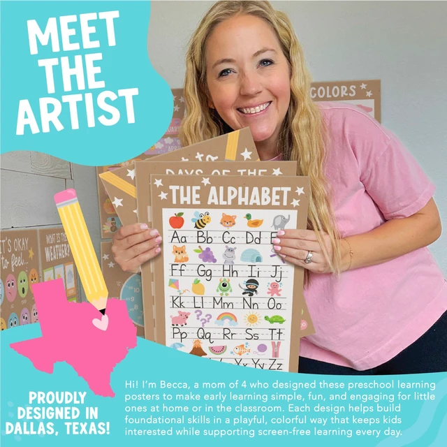 Alt view image 2 of 7 - 16 Laminated Toddler Learning Posters 1-3 for Preschool Classroom Decor Kraft Learning Posters for Toddlers 1-3, Homeschool Room Decor for Toddler Wall Activity, Kindergarten Classroom Must Haves