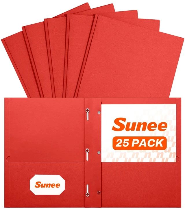 Main image of 2 Pocket Folders with Prongs (25 Pack, Red), Paper Folders with 2 Pockets and 3 Prongs Fit Letter Size Paper, Folders with Prongs for School Office Home Business