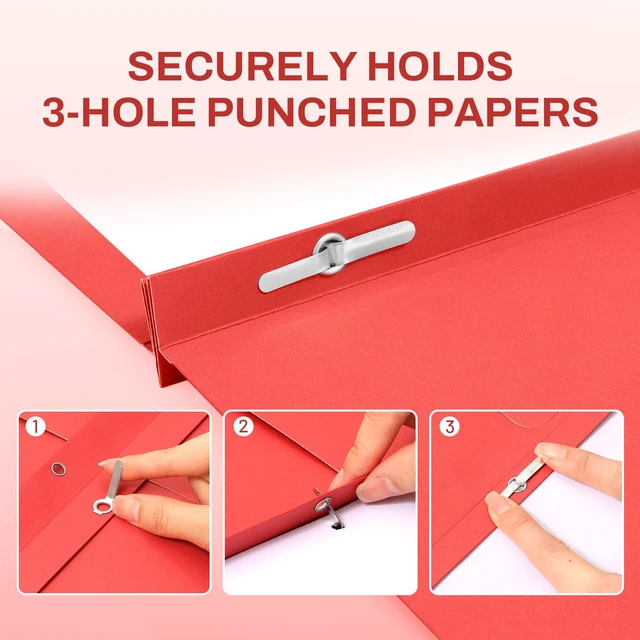 Alt view image 3 of 7 - 2 Pocket Folders with Prongs (100 Pack, Red), Paper Folders with 2 Pockets and 3 Prongs Fit Letter Size Paper, Folders with Prongs for School Office Home Business