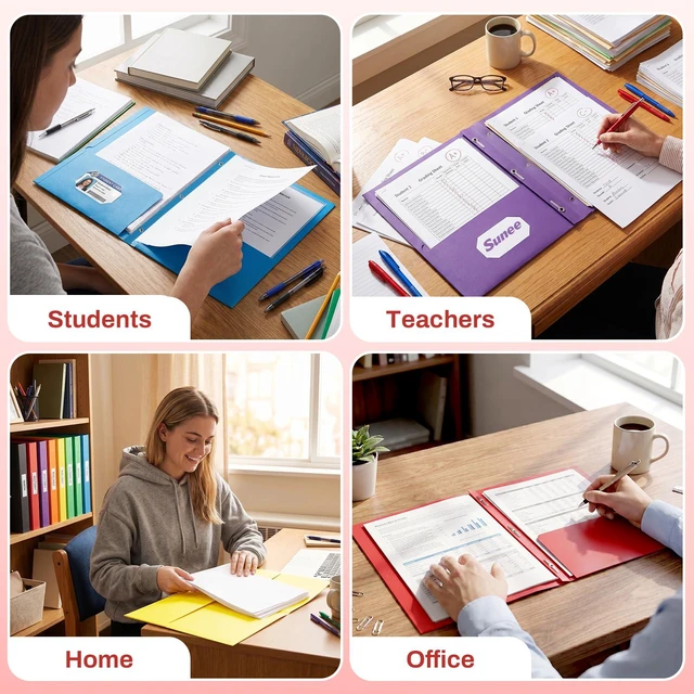 Alt view image 6 of 7 - 2 Pocket Folders with Prongs (100 Pack, Red), Paper Folders with 2 Pockets and 3 Prongs Fit Letter Size Paper, Folders with Prongs for School Office Home Business