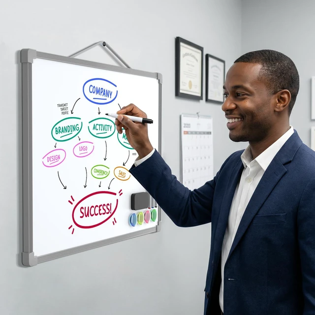 Alt view image 7 of 7 - Double-Sided Dry Erase Board for Wall, 16"x12", Grey Frame Small Dry Erase White Board, Includes 3 Markers & 4 Magnets, Portable Whiteboard for Planning, Drawing, Memo, to Do List
