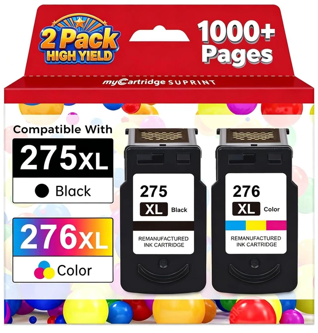 Main image of PG-275XL CL-276XL High Yield Replaced for Canon 275 and 276 Ink Cartridges 275XL 276XL Black Color Combo Pack Compatible with PIXMA TS3722 TS3700 TS3720 TR4720 TR4700 TR4722 TS3522 TS3500 Printer