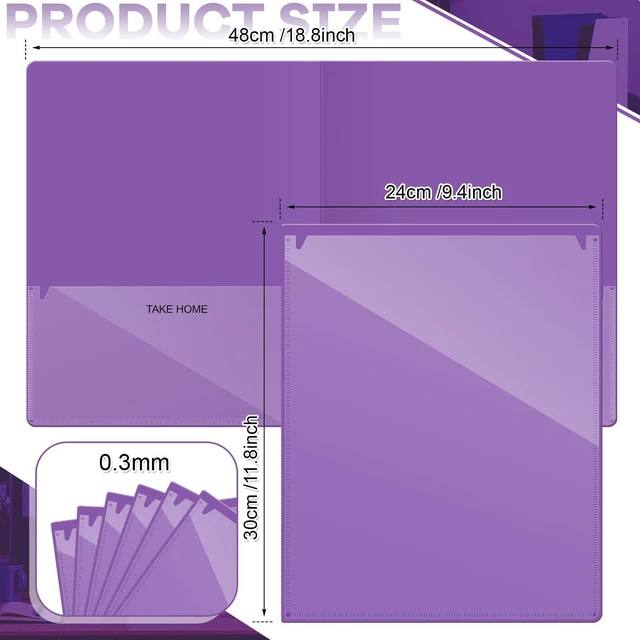 Alt view image 2 of 7 - 48 Pcs Take Home Homework Folders 2 Pocket for Student,Purple Clear Front Pocket, School to Home Communication, Parent Teacher Connector, Student Classroom Assignment Organizer