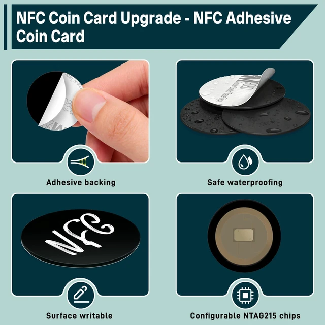 Alt view image 6 of 7 - 50pcs NFC Tags ntag215 NFC Stickers programmable NFC Tags Sticker Round Rewritable NFC Cards 504 Bytes Memory, Compatible with TagMo and NFC Enabled Devices