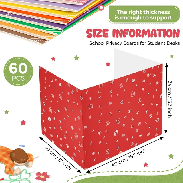 Alt view image 3 of 7 - 60 Pcs Privacy Folders for Students Desk,Simple Style,Classic Color Trifold Desk Dividers for Classroom, Colored Privacy Partition Folders for Student Teacher Desks, 15.8 x 13.4 x 11.81 Inches