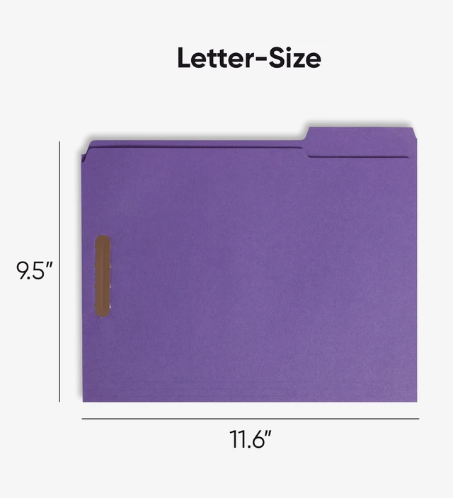 Alt view image 2 of 6 - Fastener File Folders, Reinforced 1/3-Cut Tabs, 2 Fasteners, Letter Size, Purple, 50 per Box (13040)