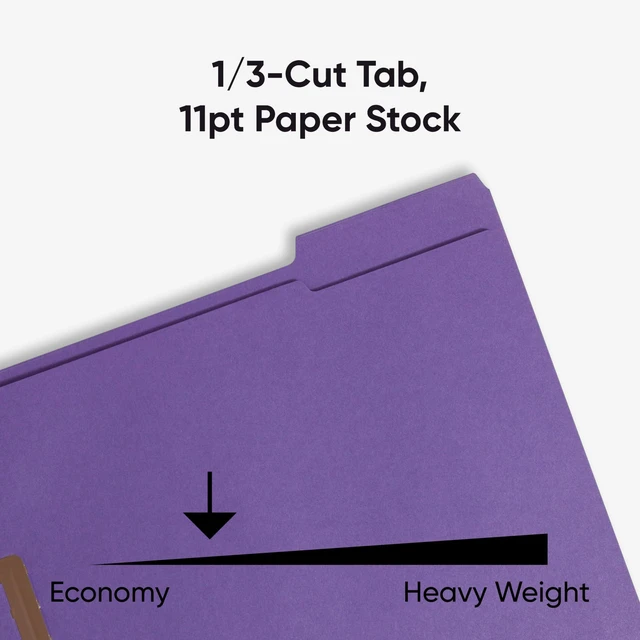 Alt view image 5 of 6 - Fastener File Folders, Reinforced 1/3-Cut Tabs, 2 Fasteners, Letter Size, Purple, 50 per Box (13040)