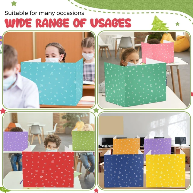 Alt view image 5 of 7 - 60 Pcs Privacy Folders for Students Desk,Simple Style,Classic Color Trifold Desk Dividers for Classroom, Colored Privacy Partition Folders for Student Teacher Desks, 15.8 x 13.4 x 11.81 Inches