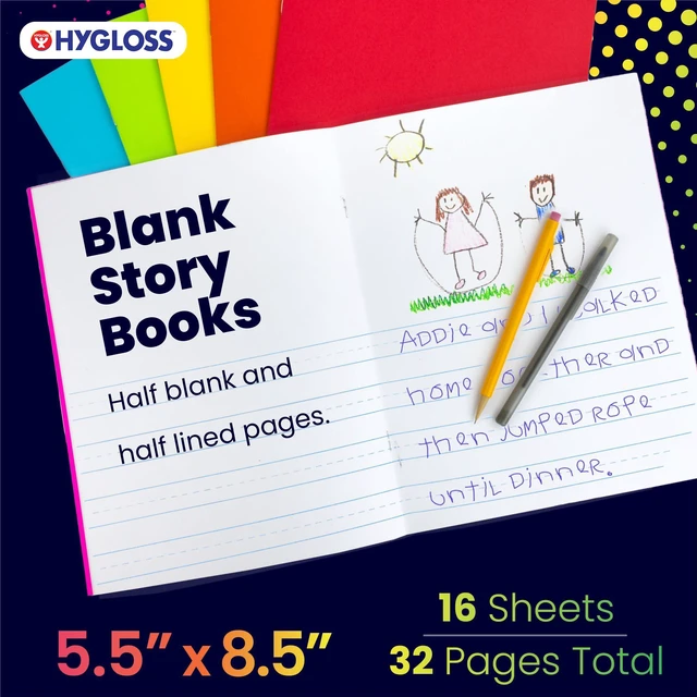 Alt view image 2 of 6 - Half Blank Books for Kids to Write Stories & Illustrate Bulk 24 Pack 5.5" x 8.5" A5 Primary Journal for Grades K-2, Preschool/Kindergarten Notebook with Picture Space 24 Pages, Colored