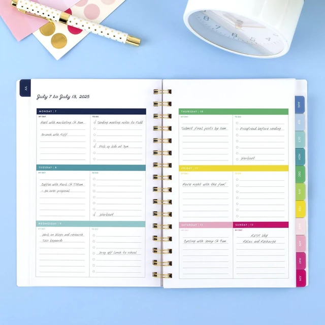 Alt view image 2 of 7 - Planner 2025-2026 Academic, Simplified by Emily Ley, Weekly & Monthly, 5-1/2" x 8-1/2", Small, Monthly Tabs, Flexible Cover, Happy Stripe (EL37-200A)