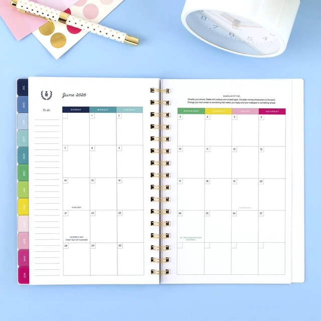 Alt view image 3 of 7 - Planner 2025-2026 Academic, Simplified by Emily Ley, Weekly & Monthly, 5-1/2" x 8-1/2", Small, Monthly Tabs, Flexible Cover, Happy Stripe (EL37-200A)