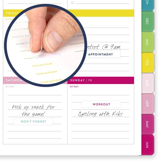 Alt view image 7 of 7 - Planner 2025-2026 Academic, Simplified by Emily Ley, Weekly & Monthly, 5-1/2" x 8-1/2", Small, Monthly Tabs, Flexible Cover, Happy Stripe (EL37-200A)