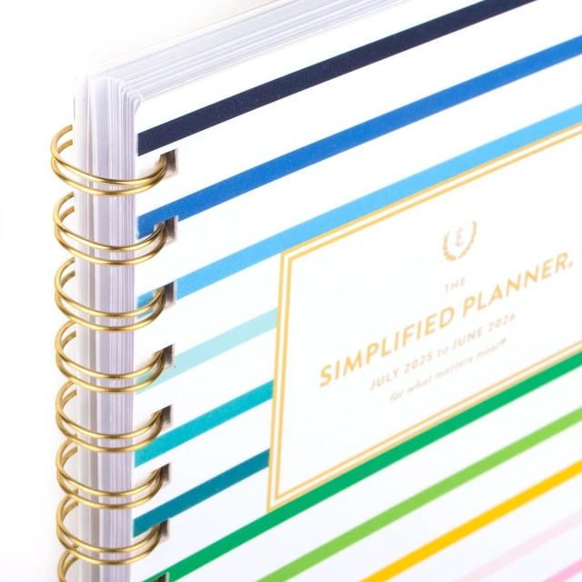Alt view image 6 of 7 - Planner 2025-2026 Academic, Simplified by Emily Ley, Weekly & Monthly, 5-1/2" x 8-1/2", Small, Monthly Tabs, Flexible Cover, Happy Stripe (EL37-200A)