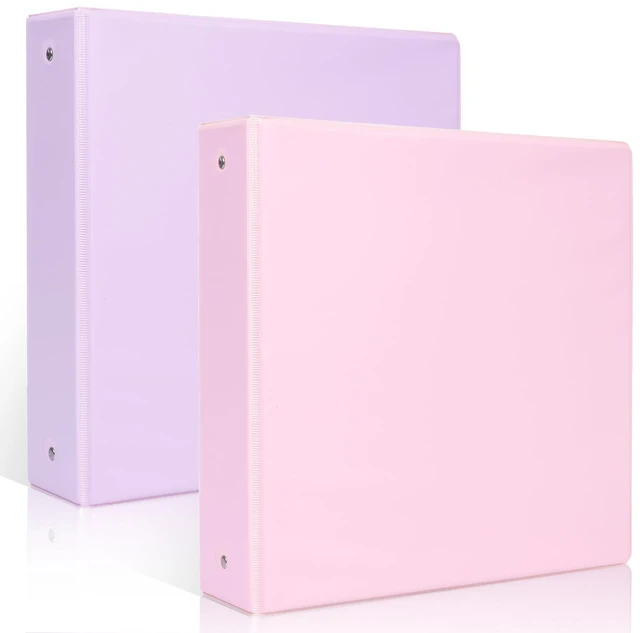 Main image of 3 Ring Binder 2 Pack, 2 Inch Clear View Binders with 2 Interior PocketsFit 8.5x11 Inches, Round Ring Binder for Office & School Supplies Organize, Pink and Purple