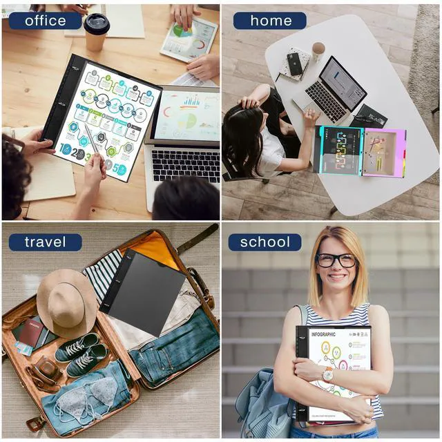 Alt view image 7 of 7 - 1 Inch Telescoping Project Organizer Binder-2PCS,13 Pocket, Customizable Front Cover, 5 Colors Pocket Divider and Plastic Binder Pocket225 Sheet Capacity-Black