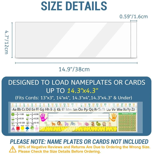 Alt view image 2 of 7 - 40 PCS Nameplate Pocket, 14.9" x 4.7" Adhesive Desk Name Tag Sleeves Easy Remove Nameplates Holder, Thicken Clear Scratch Proof Name Tag Pockets for Classroom Desk