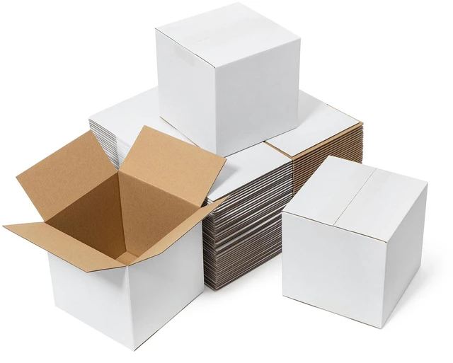 Main image of 6x6x6" Shipping Boxes 50 Pack Small Corrugated Cardboard Box White 3 Layers, Bulk quantity, Packaging for Small Business, Mailer Mailing Packing Supplies, Smooth