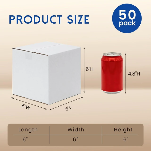 Alt view image 2 of 6 - 6x6x6" Shipping Boxes 50 Pack Small Corrugated Cardboard Box White 3 Layers, Bulk quantity, Packaging for Small Business, Mailer Mailing Packing Supplies, Smooth