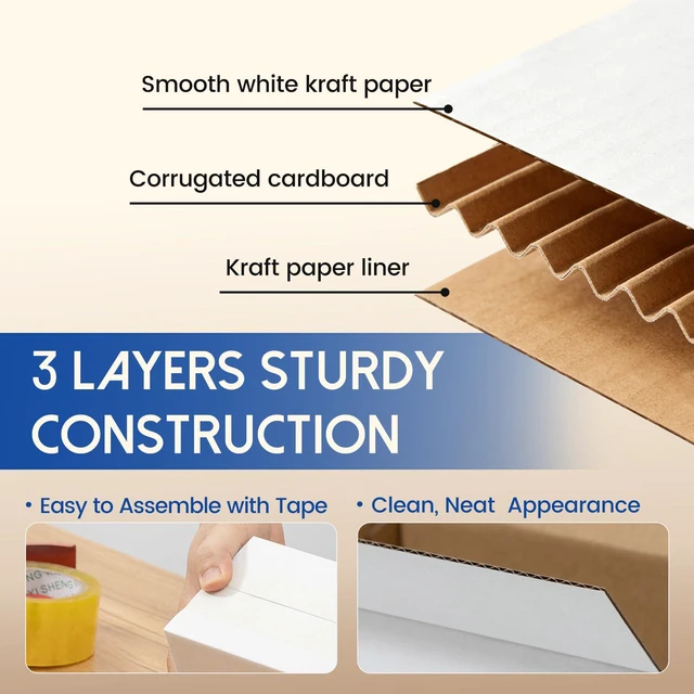 Alt view image 4 of 6 - 4x4x4" Small Shipping Boxes 100 Pack Corrugated Cardboard Box White Bulk quantity, Packaging for Small Business, Mailer Packing Supplies