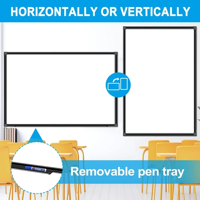 Alt view image 5 of 7 - 48"x24" Magnetic White Board Dry Erase Wall Mount Whiteboard - Office Home Classrooms White Board Hanging Writing Board with Black Aluminum Frame
