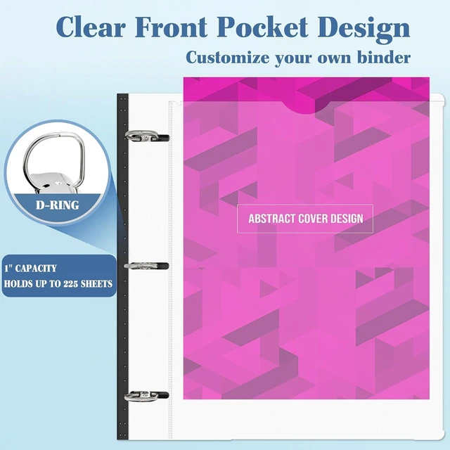 Alt view image 4 of 7 - 1 Inch 3-Ring Telescoping Project Organizer Binder, 13 Pocket, Customizable Front Cover, 5 Color Dividers, Plastic Pocket, 225 Sheet Capacity-White