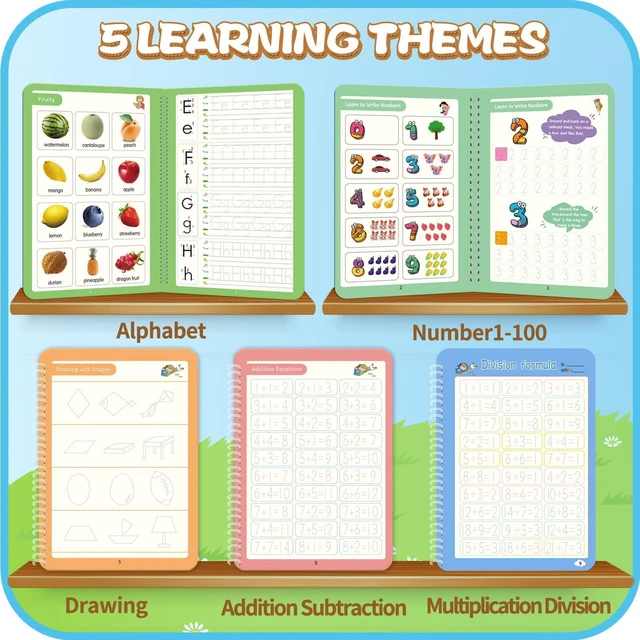 Alt view image 4 of 7 - Magic Practice Copybook, Reusable Writing Practice Book, for Preschool Kids Age 3-8 Calligraphy 9.44in×6.29in(5 Books with Pens)