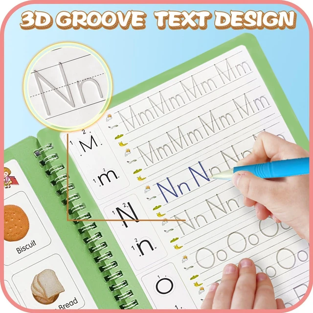 Alt view image 5 of 7 - Magic Practice Copybook, Reusable Writing Practice Book, for Preschool Kids Age 3-8 Calligraphy 9.44in×6.29in(5 Books with Pens)