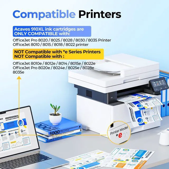 Alt view image 3 of 7 - 910XL Ink Replacement for HP 910XL Ink Cartridges Combo Pack, 4 Pack Work for hp OfficeJet 8010, 8012, 8018, 8022, OfficeJet Pro: 8020, 8022, 8025, 8026, 8028, 8030, 8035, Black Color