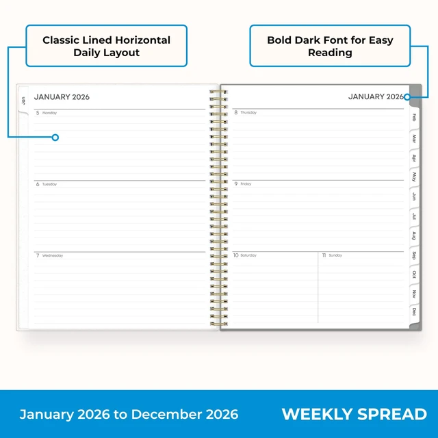 Alt view image 3 of 7 - 2026 Weekly & Monthly Planner Calendar, 8.5"x11", Sophie January 2026 - December 2026, Flexible Cover, Durable Twin Wire Binding, Laminated Tabs, Storage Pocket