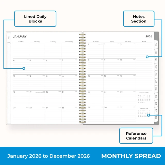 Alt view image 4 of 7 - 2026 Weekly & Monthly Planner Calendar, 8.5"x11", Sophie January 2026 - December 2026, Flexible Cover, Durable Twin Wire Binding, Laminated Tabs, Storage Pocket