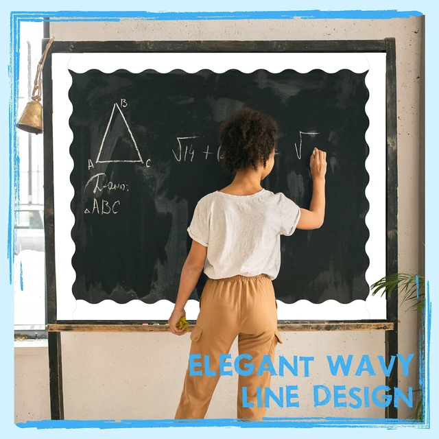 Alt view image 7 of 7 - 6 Rolls Bulletin Board Borders, 240Ft Scalloped Rolled Border Trim with Wavy Line Design Yellow, Green, Red, Blue, Black, White Decoration for School, Classroom & Offices, 40Ft per Roll