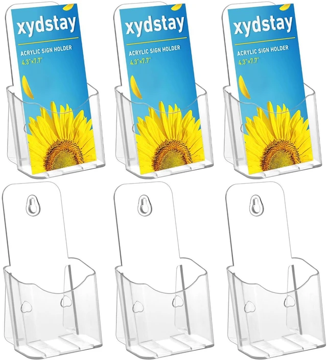 Main image of Acrylic Brochure Holder 4 Inches, Clear Flyer Sign Holder, 6 Pack Plastic Table Stand Display,Pamphlet Holder Flyer Holder,Display Stand,Table Signs Plastic Paper Holder for Office, Home