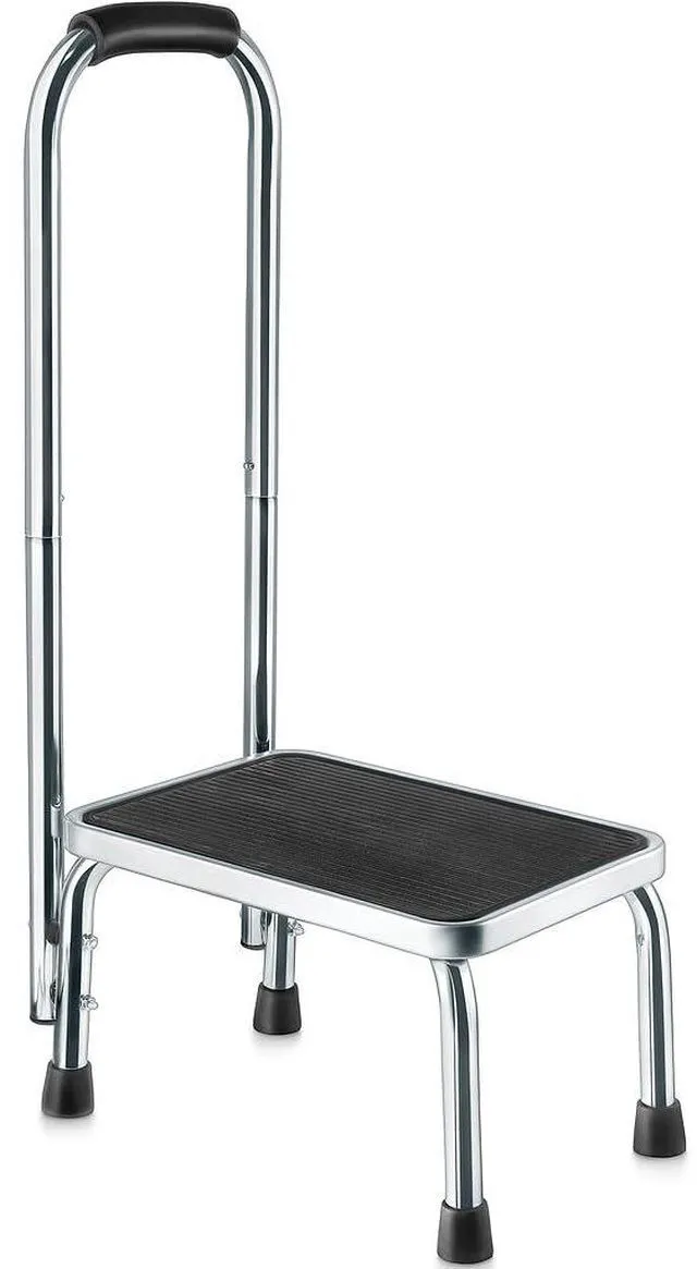 Main image of Step Stool with Handle for Adults Step stools with Handle for Elderly for Bed Chrome-Plated Steel Frame 330Lbs Capacity Use At Home Bathroom Kitchen