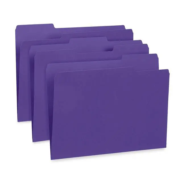 Alt view image 3 of 5 - 100 File Folders, Letter Size, 1/3 Cut Tab, Purple Durable 11pt Uncoated Paper, 1/3 Cut Top Tab, Assorted Tab Positions, for Office, School, and Home Filing