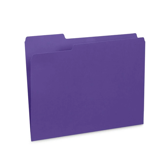 Alt view image 4 of 5 - 100 File Folders, Letter Size, 1/3 Cut Tab, Purple Durable 11pt Uncoated Paper, 1/3 Cut Top Tab, Assorted Tab Positions, for Office, School, and Home Filing