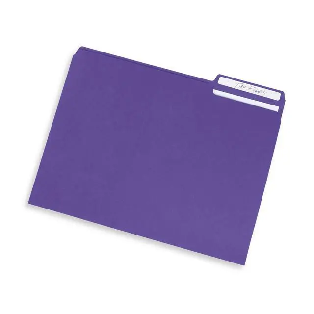 Alt view image 5 of 5 - 100 File Folders, Letter Size, 1/3 Cut Tab, Purple Durable 11pt Uncoated Paper, 1/3 Cut Top Tab, Assorted Tab Positions, for Office, School, and Home Filing