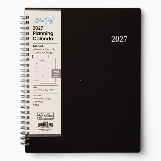 Main image of 2027 Weekly & Monthly Planner Calendar, 7"x9", Enterprise January 2027 - December 2027, Flexible Cover, Durable Twin Wire Binding, Laminated Tabs